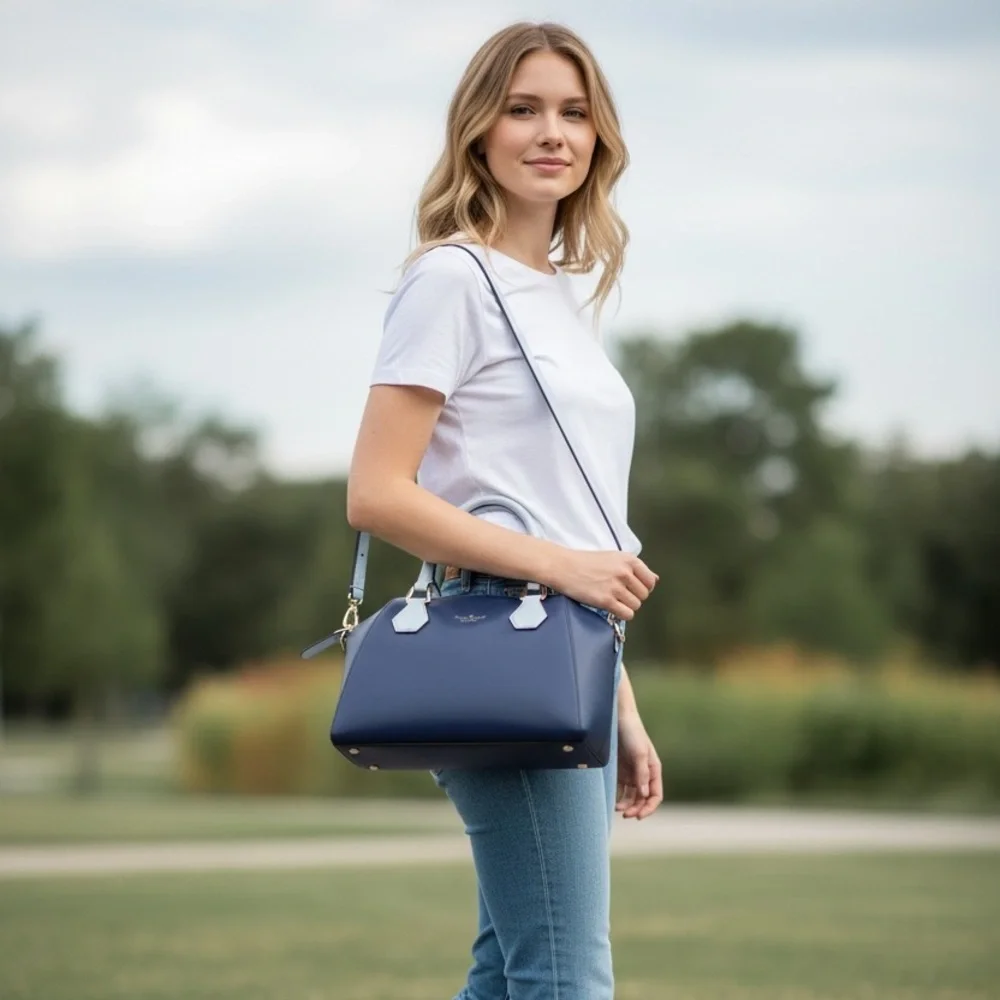 NWT Kate Spade Pippa Catherine Street Satchel French Navy Leather Bag